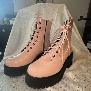 Pink Combat Boots- Size 10